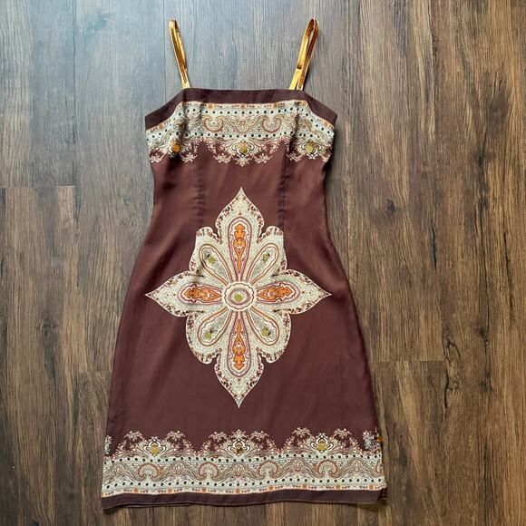 Lyndia Sequin Ornamental Cocktail Dress Brown Gold Size 4 - Picture 1 of 16